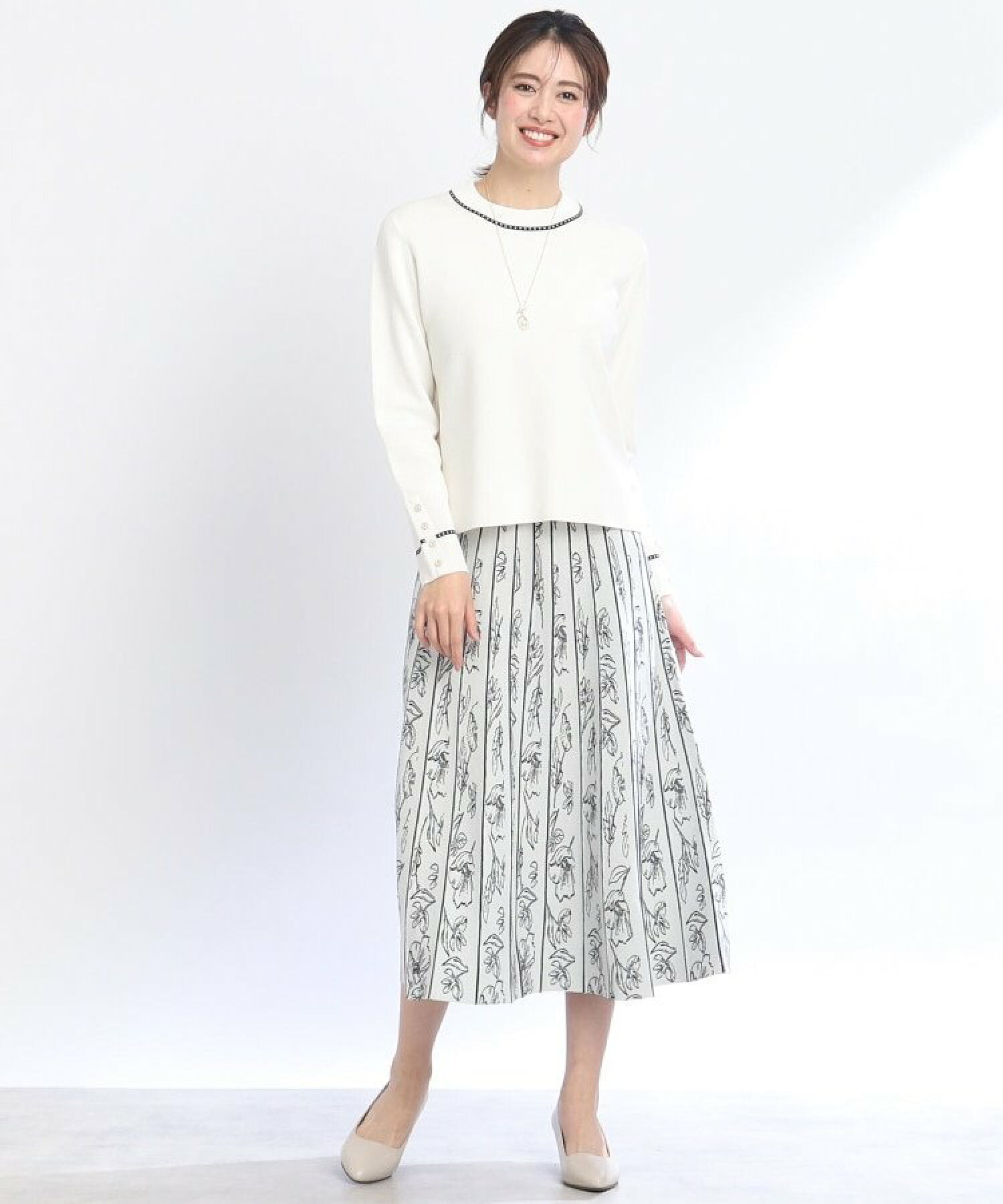 【春SALE/WEB限定カラーあり/洗える/セットアップ可能】ジャカードニットスカート